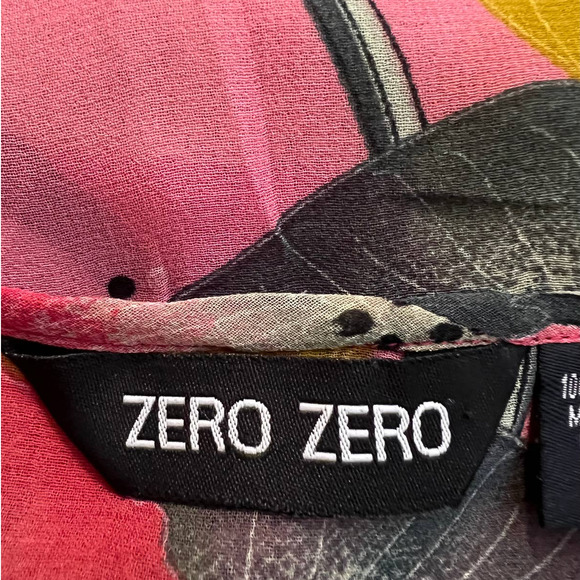 Zero Zero Blouse in Tiered Floral Print of Pink Yelllow Spaghetti Straps Size M - Picture 4 of 6